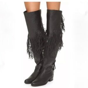 Schutz Black Fringe Leather Western Boots EU 39 (US 8–8.5)